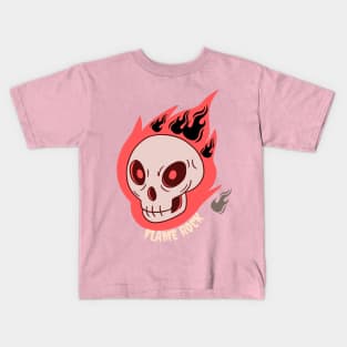 flame rock skull Kids T-Shirt